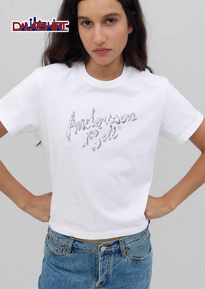 Andersson Bell liquid melt effect typography logo shirt