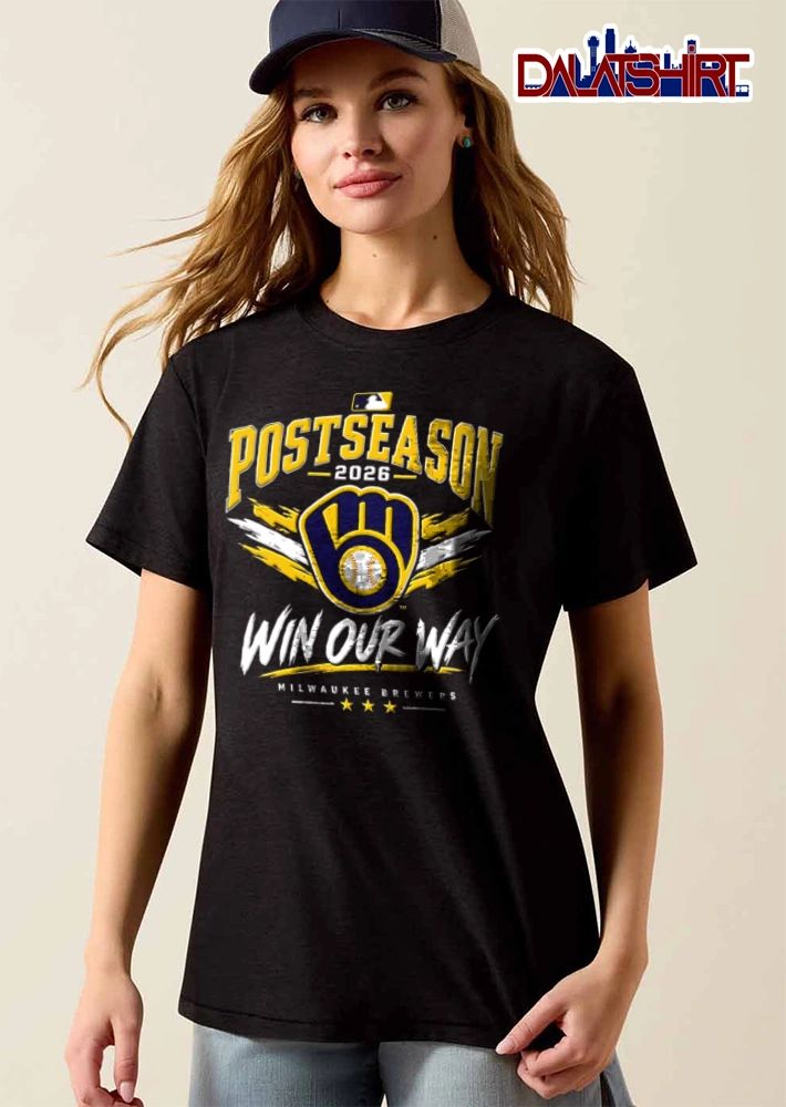 Milwaukee Brewers Win Our Way 2026 baseball glove logo stars graphic shirt