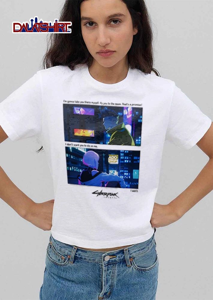 Cyberpunk 2077 David and Lucy moon promise anime shirt