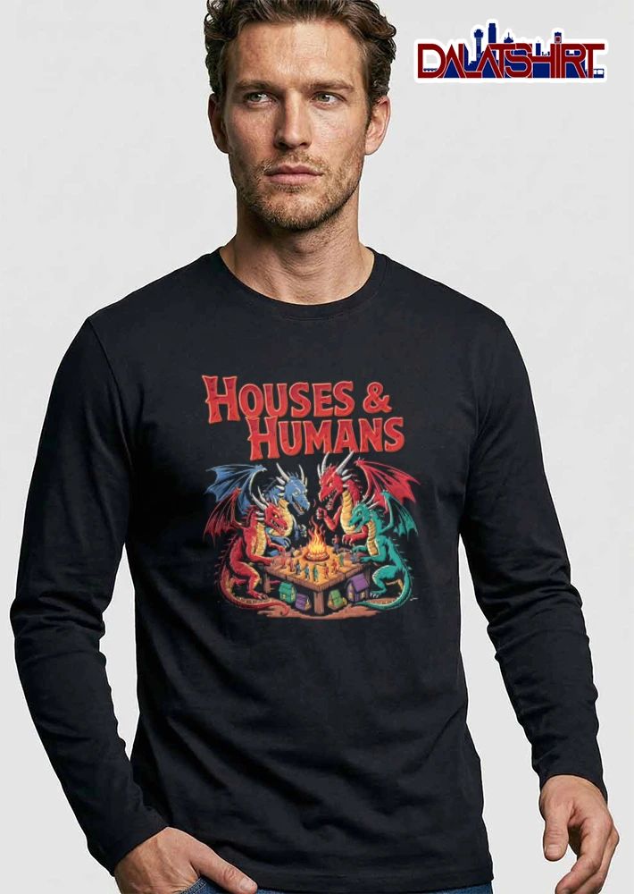 Houses And Humans dragons playing board game campfire shirt