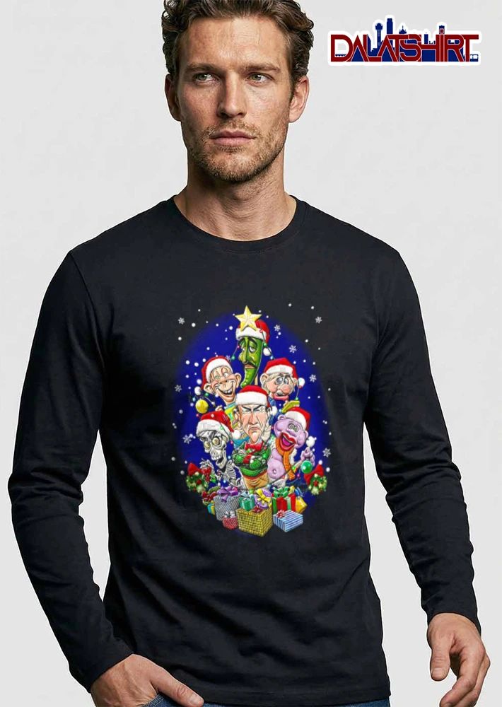 Caricature characters Christmas tree gifts shirt