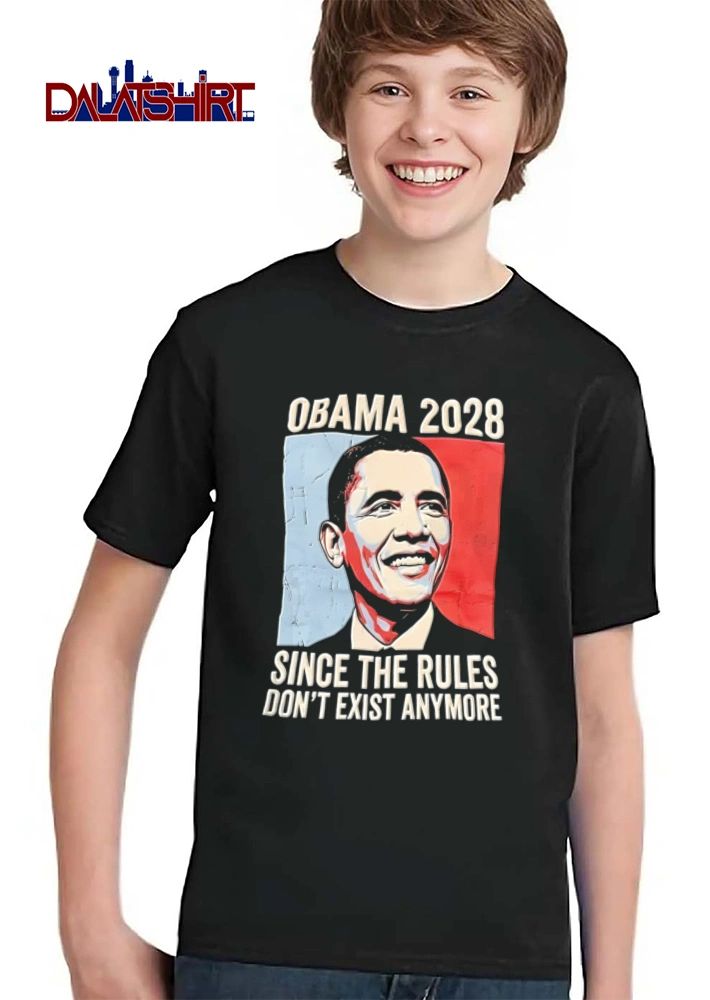 Obama Since The Rules Dont Exist Anymore Barack portrait red blue background 2028 shirt