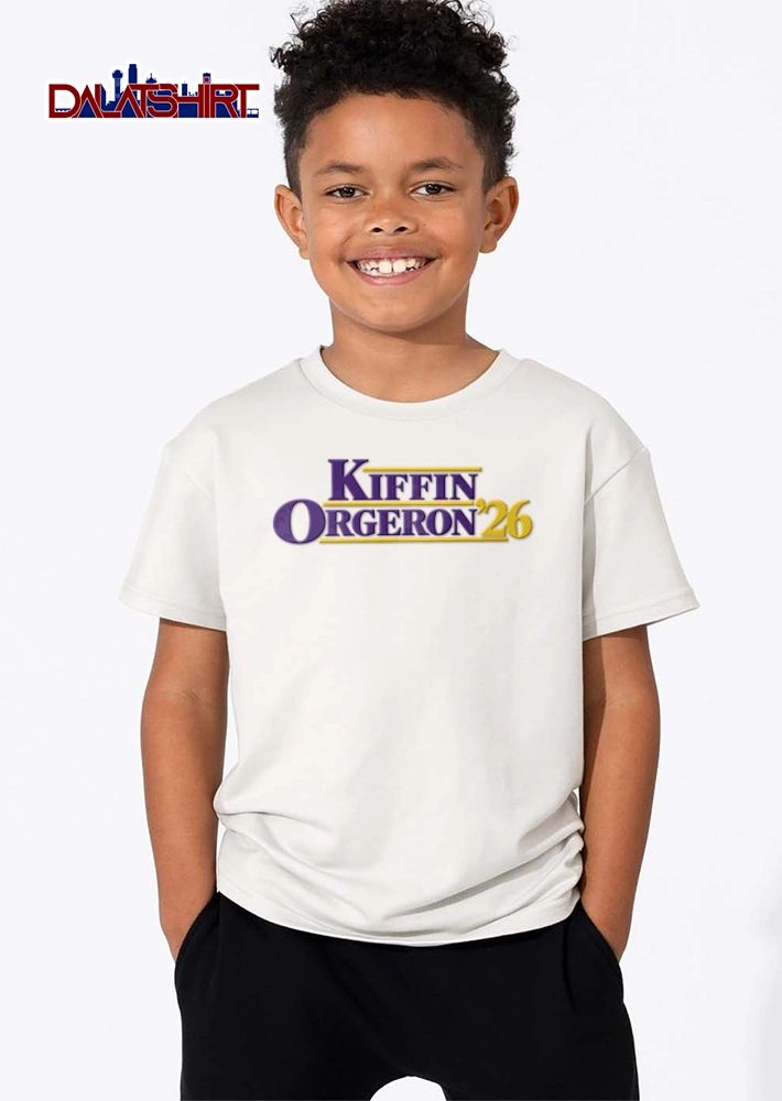 Kiffin Orgeron 26 purple and gold text design shirt