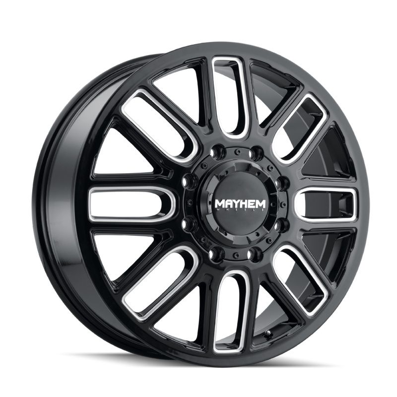 Cogent 8107D Dually Black w/ Milled Spokes Wheel 20×8.25 / 8×200 BP / -192mm Offset / 142mm Hub