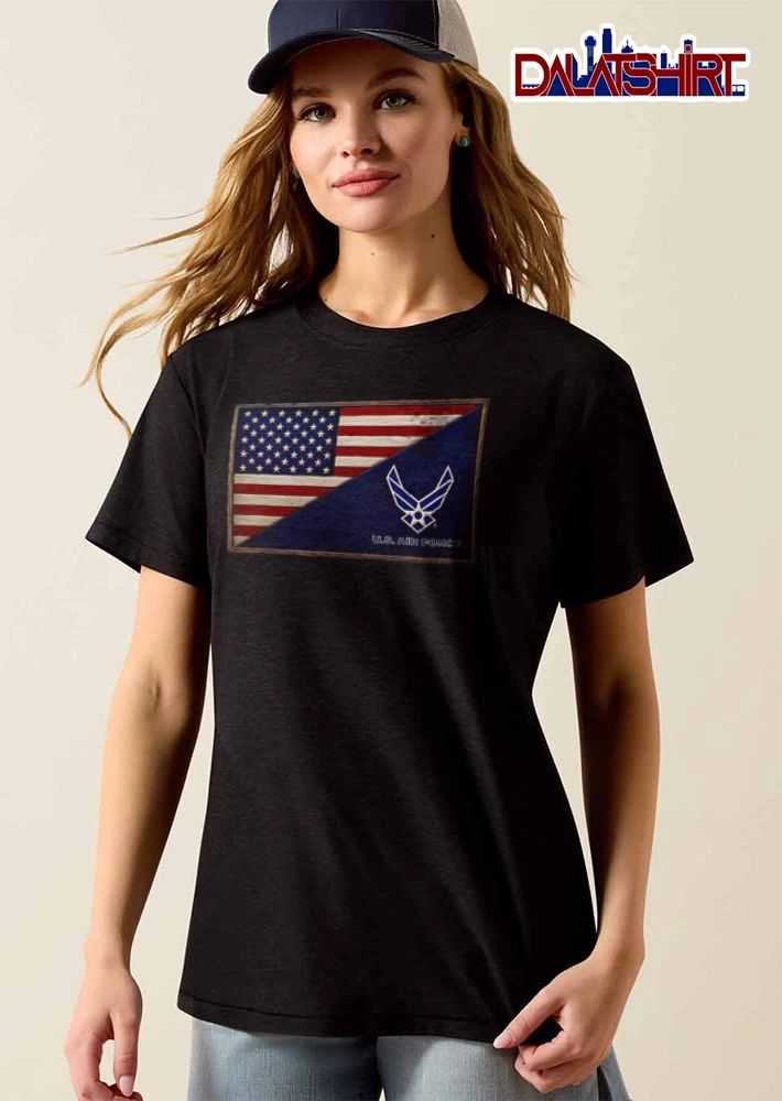US Air Force American flag split design logo shirt