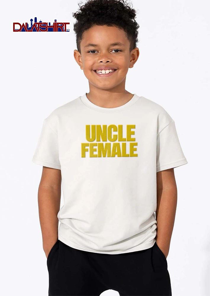 Uncle Female yellow bold block text shirt