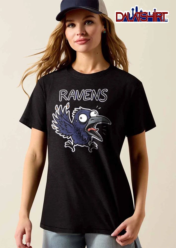 Baltimore Ravens cartoon raven screaming wide eyes meme shirt