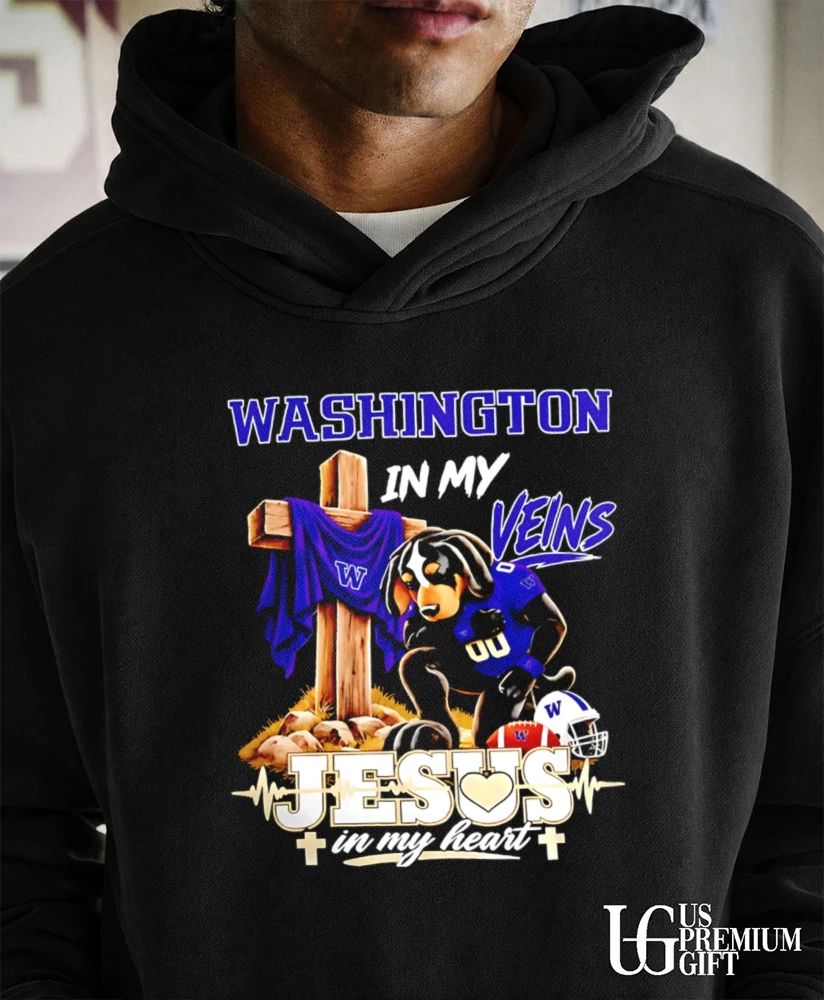 Washington Huskies Dog In My Veins Jesus In My Heart Faith Football mascot shirt