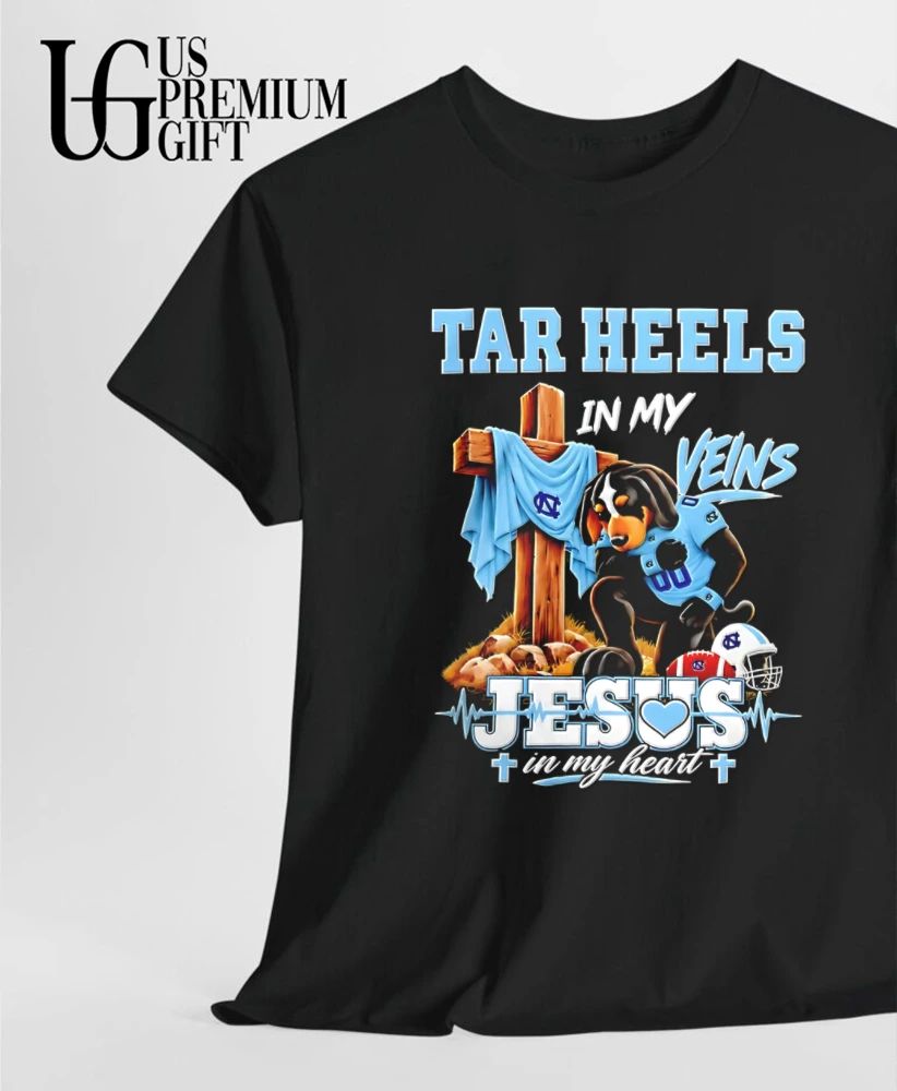 North Carolina Tar Heels Dog In My Veins Jesus In My Heart Faith Football mascot shirt