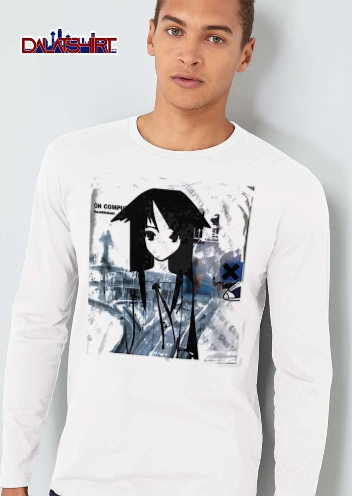 Radiohead Tomoko Kuroki anime girl silhouette abstract background shirt