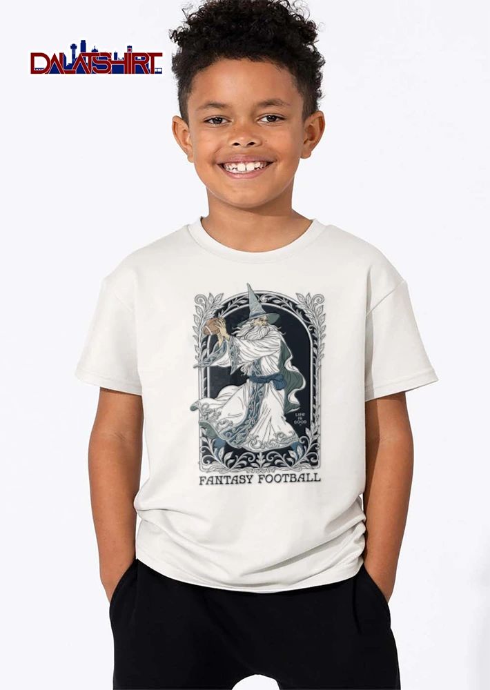 Life Is Good Fantasy Football wizard throwing American illustration shirt