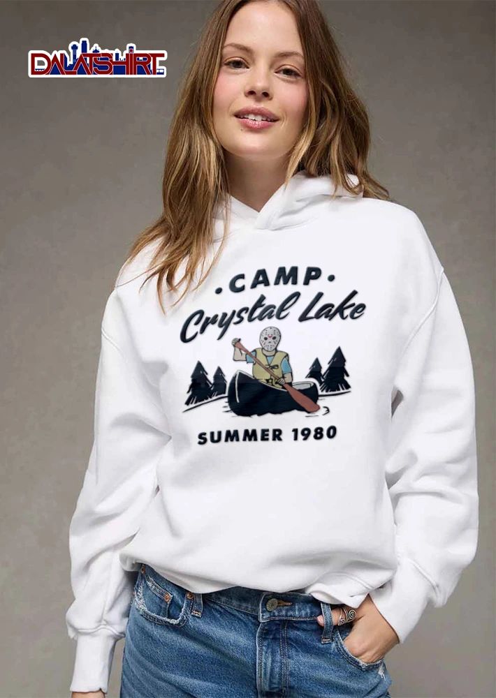 Camp Crystal Lake hockey masked man canoeing trees shirt