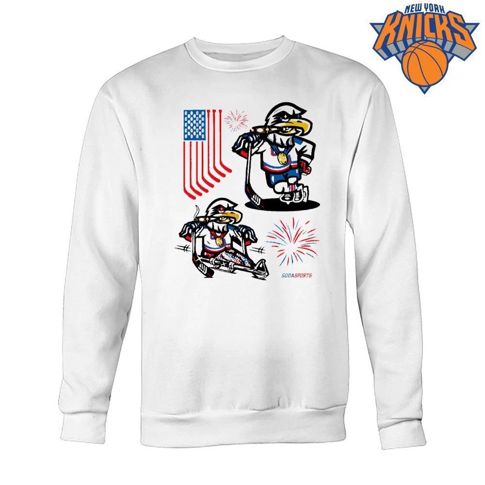 Vintage USA Olympic Hockey Eagle Smoking Cigar Sports Graphic T Shirt