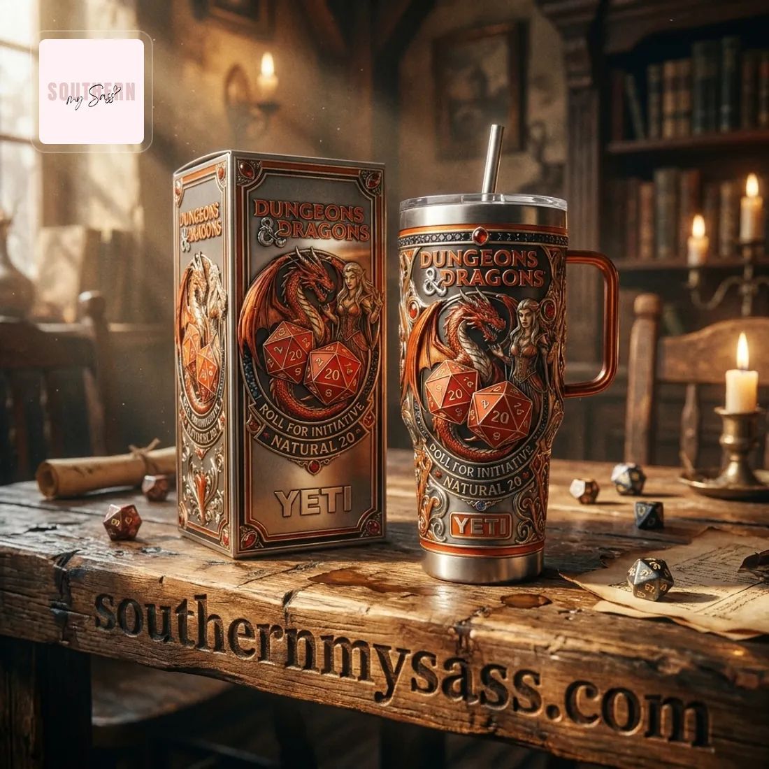 Dungeons & Dragons Natural 20 Premium Handled YETI Tumbler