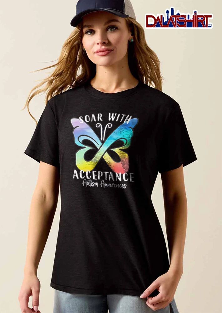 Soar With Acceptance Autism Awareness watercolor infinity butterfly symbol design shirt