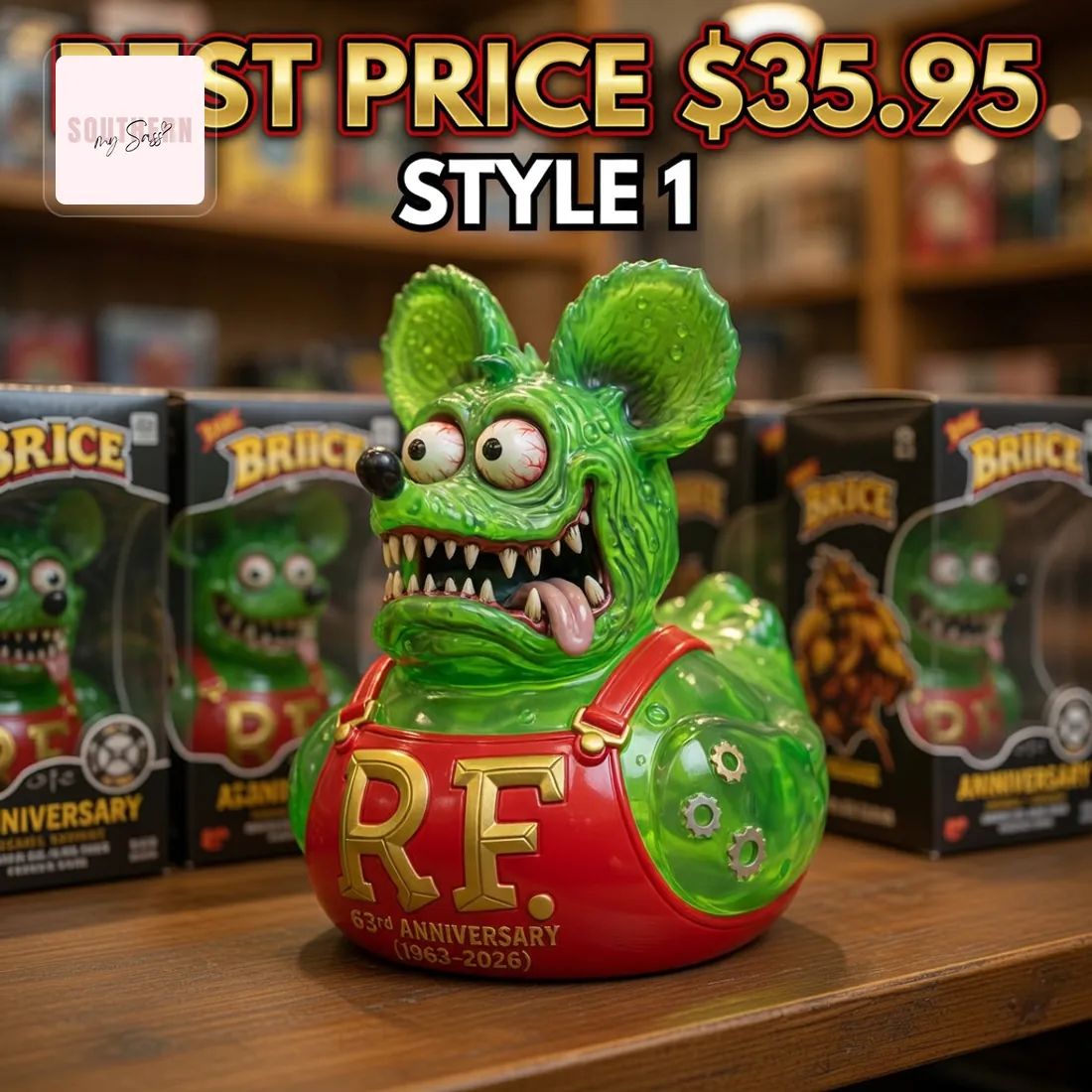 Rat Fink 63rd Anniversary Green Rubber Duck