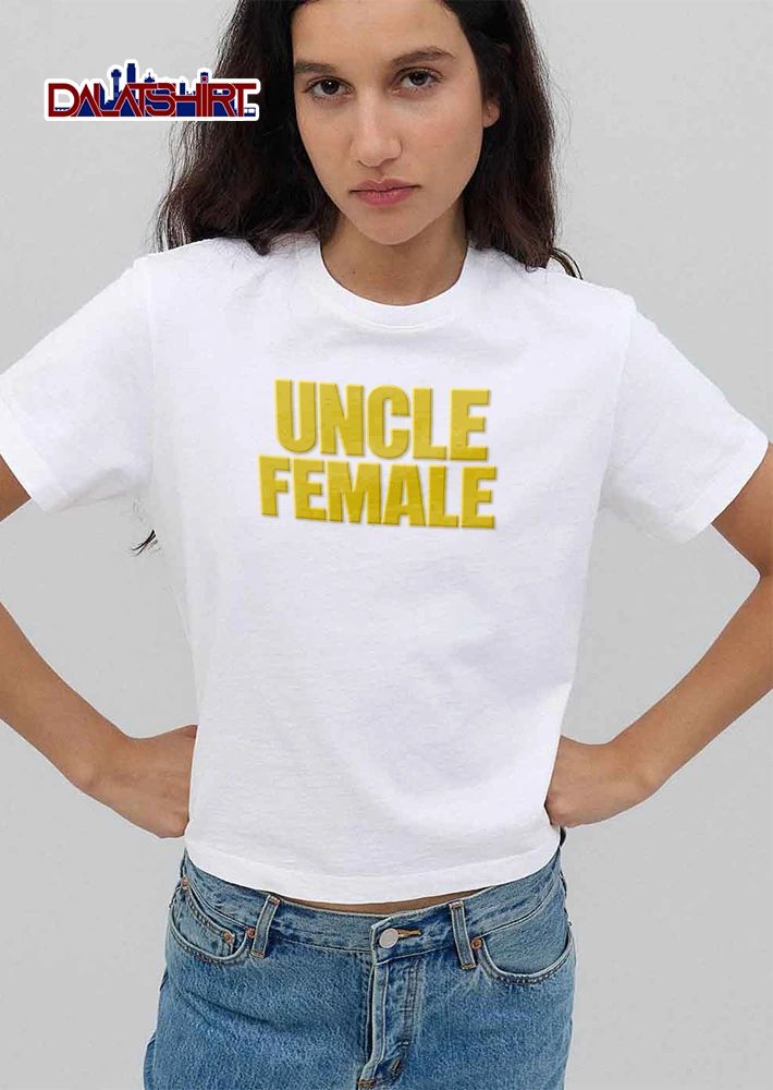 Uncle Female yellow bold block text shirt