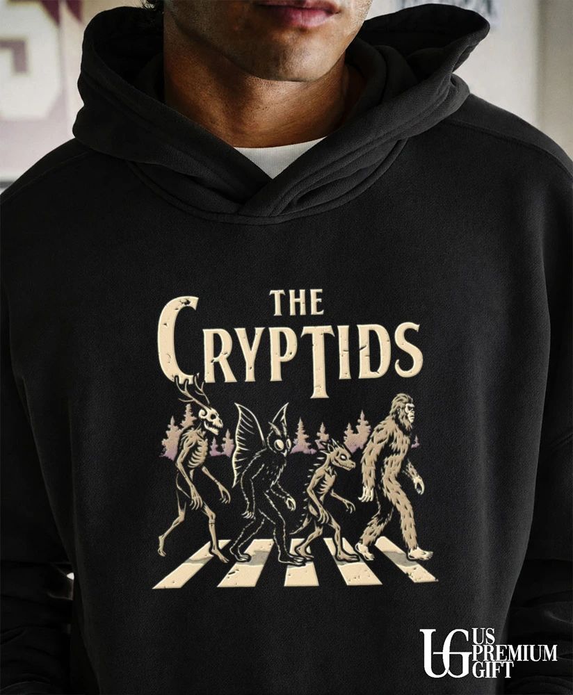 Four Cryptids walking across road shirt