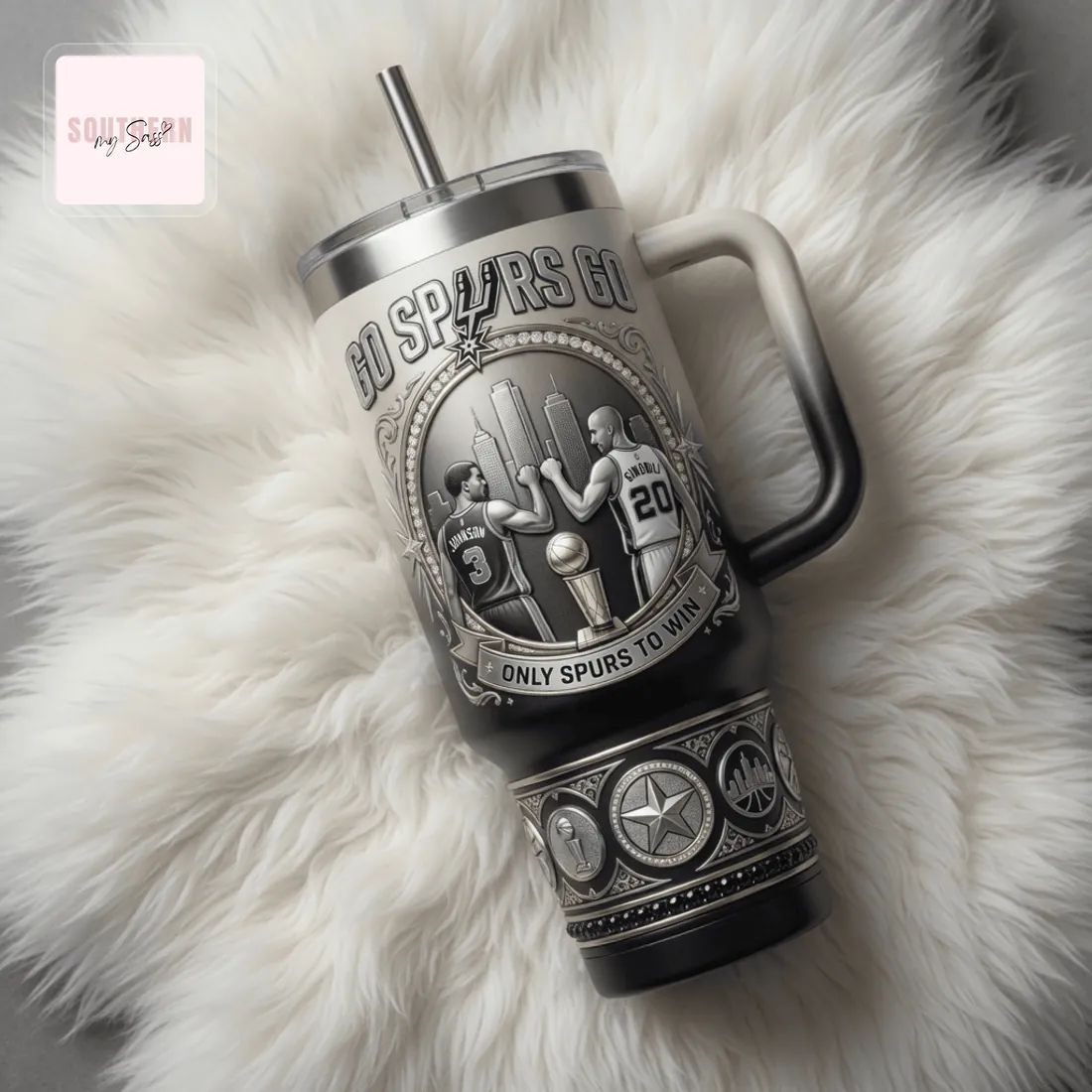 Premium San Antonio Spurs Sixth Man Commemorative 40oz Insulated Tumbler With Handle