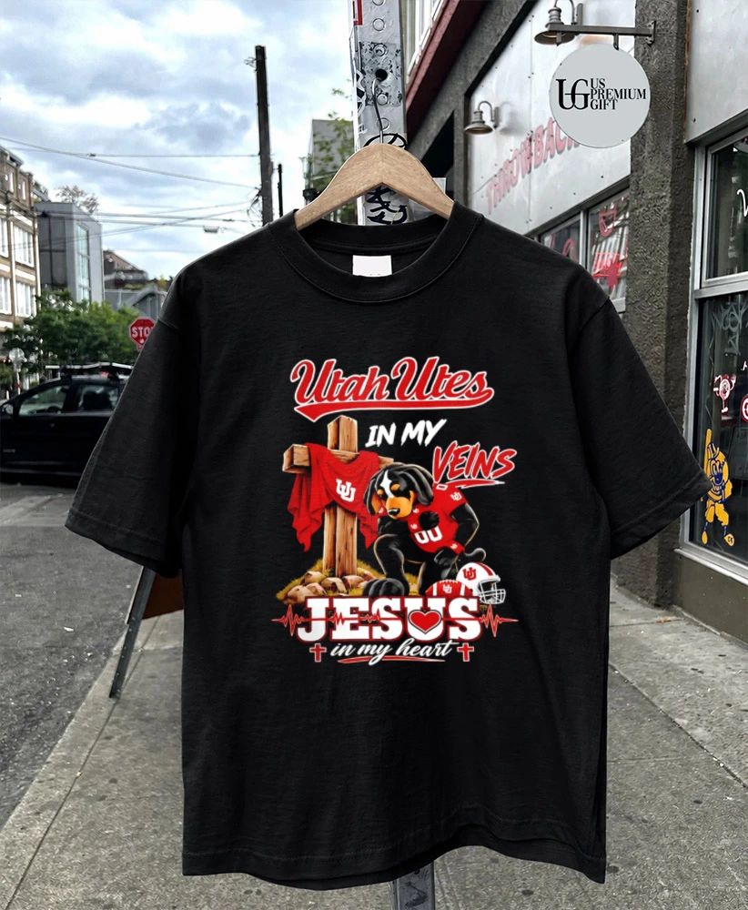 Utah Utes Dog In My Veins Jesus In My Heart Faith Football mascot shirt