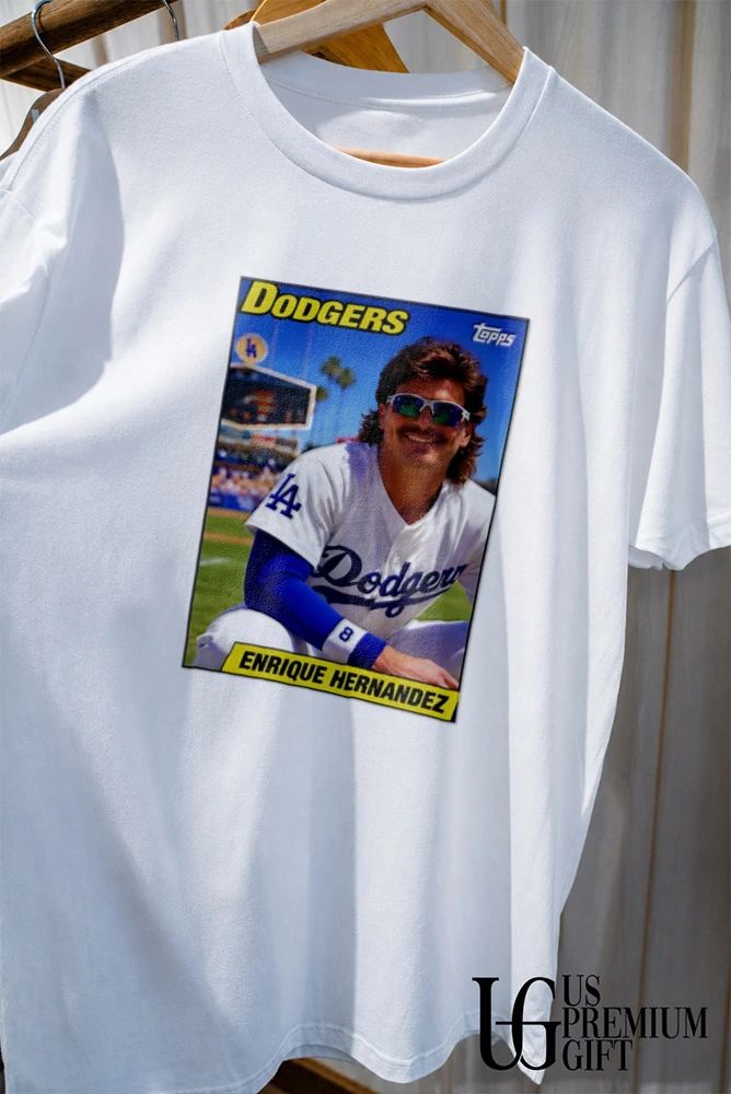 David Vassegh wearing Enrique Hernandez Dodgers shirt
