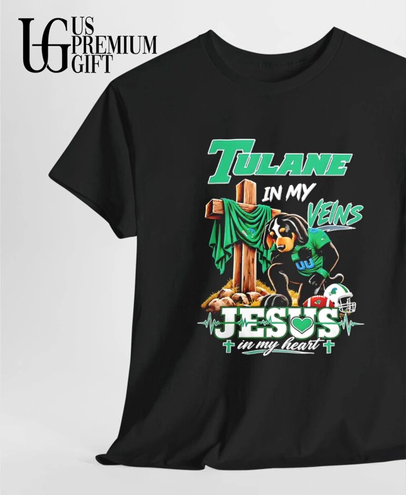Tulane Green Wave Dog In My Veins Jesus In My Heart Faith Football mascot shirt