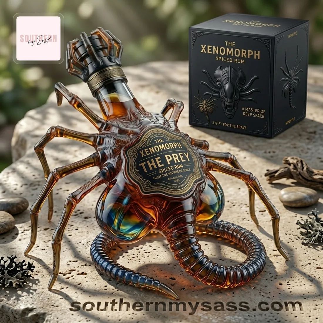 Alien Xenomorph Facehugger 3D Premium Spiced Whiskey Bottle