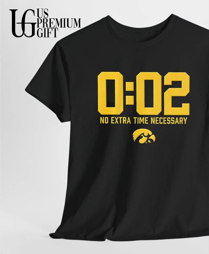 0.02 No Extra Time Necessary Iowa Hawkeyes football logo shirt