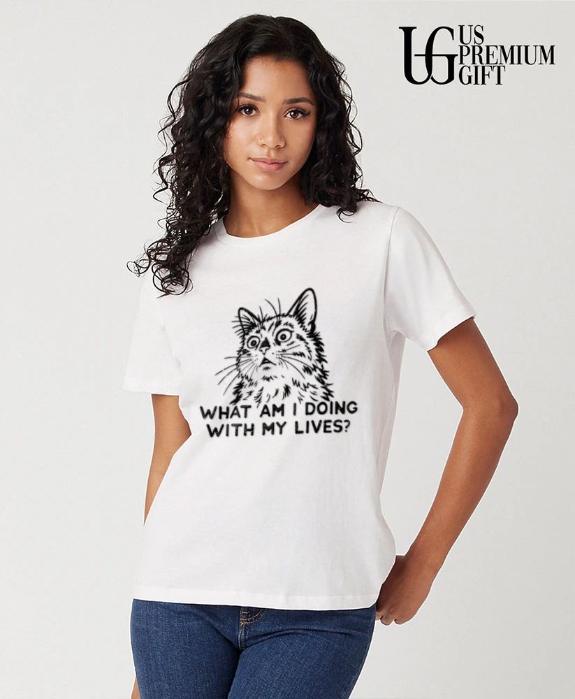 Cat what am I doing with my lives shirt
