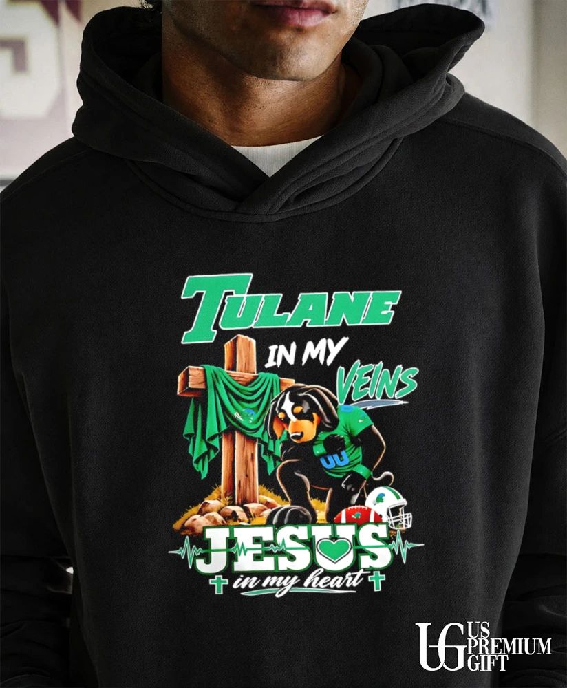 Tulane Green Wave Dog In My Veins Jesus In My Heart Faith Football mascot shirt