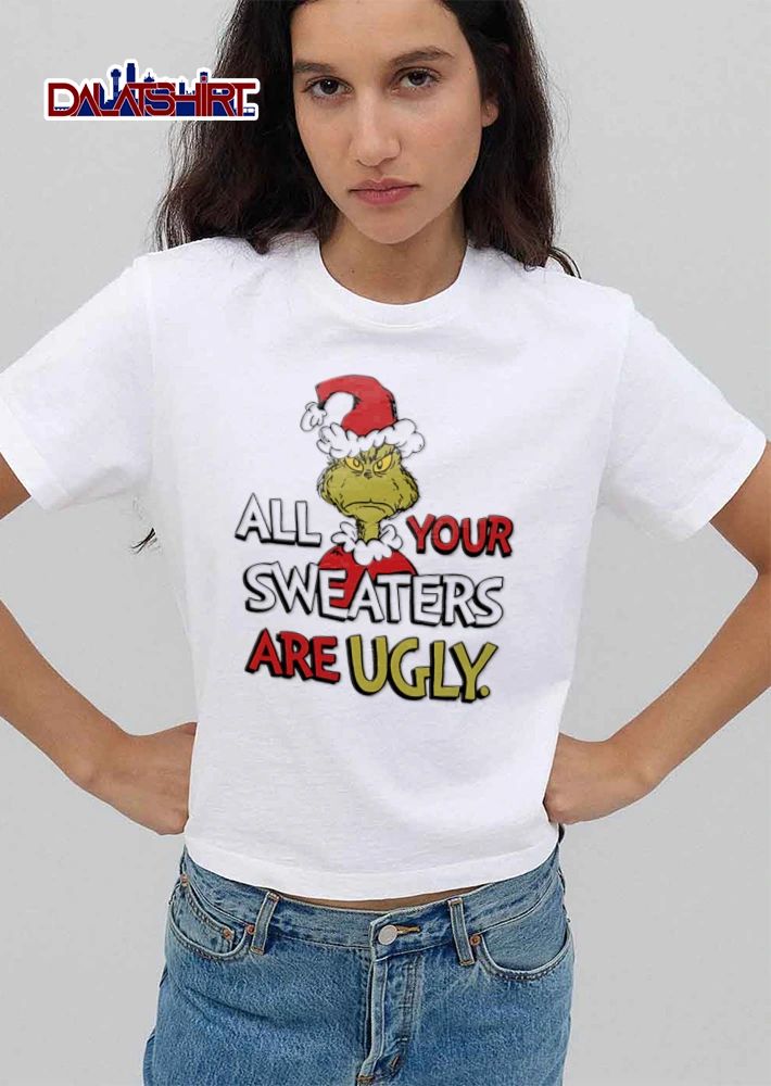 All Your Sweaters Are Ugly green furry creature Santa hat shirt