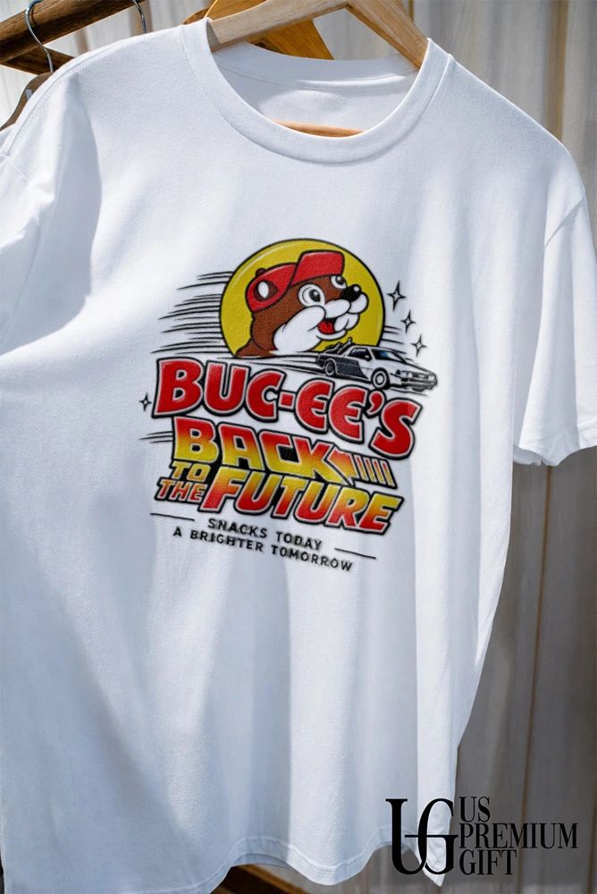 Buc-ee’s Back to the Future sam great snacks a brighter Tomorrow logo shirt