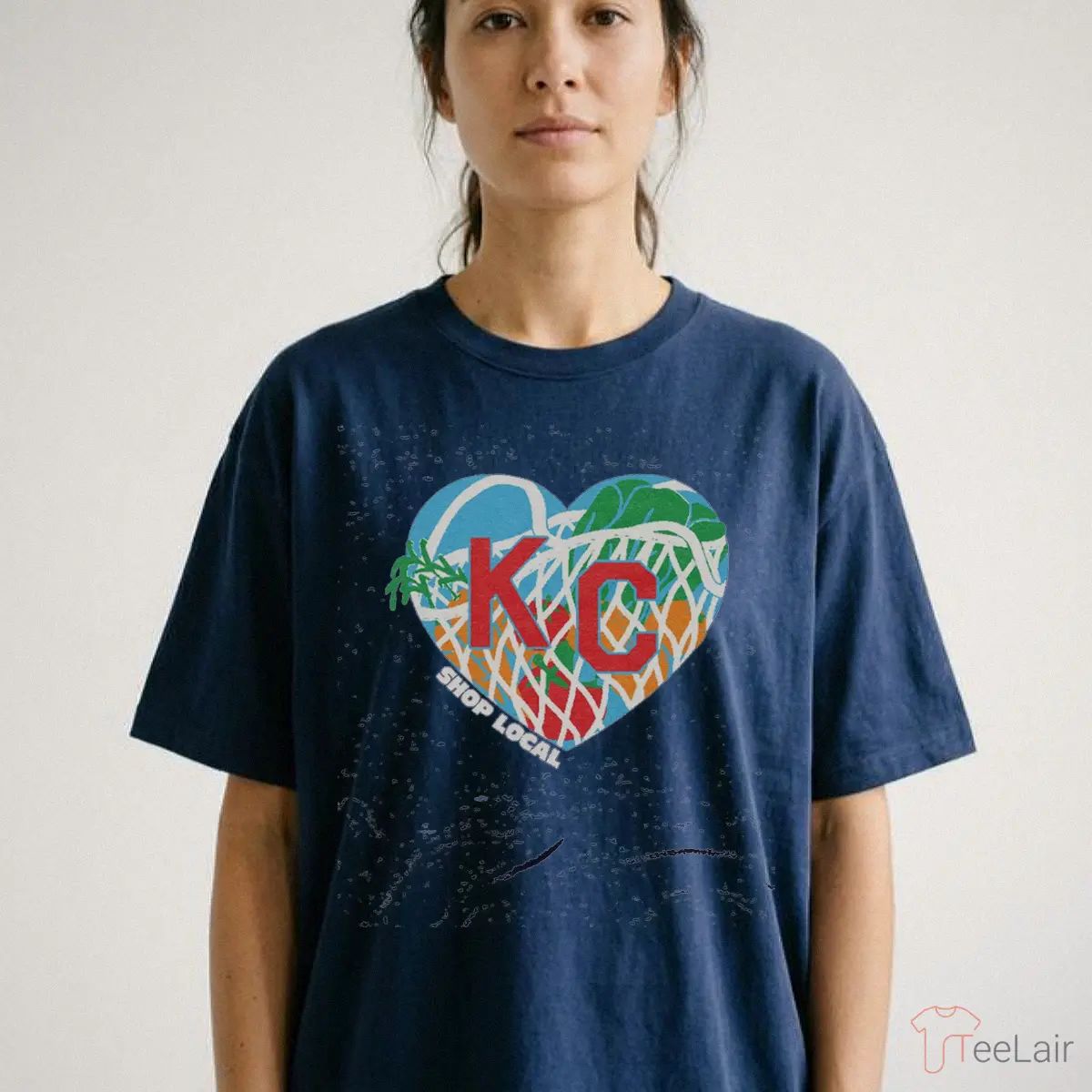 Farmers Market KC Heart Heather Navy T-Shirt