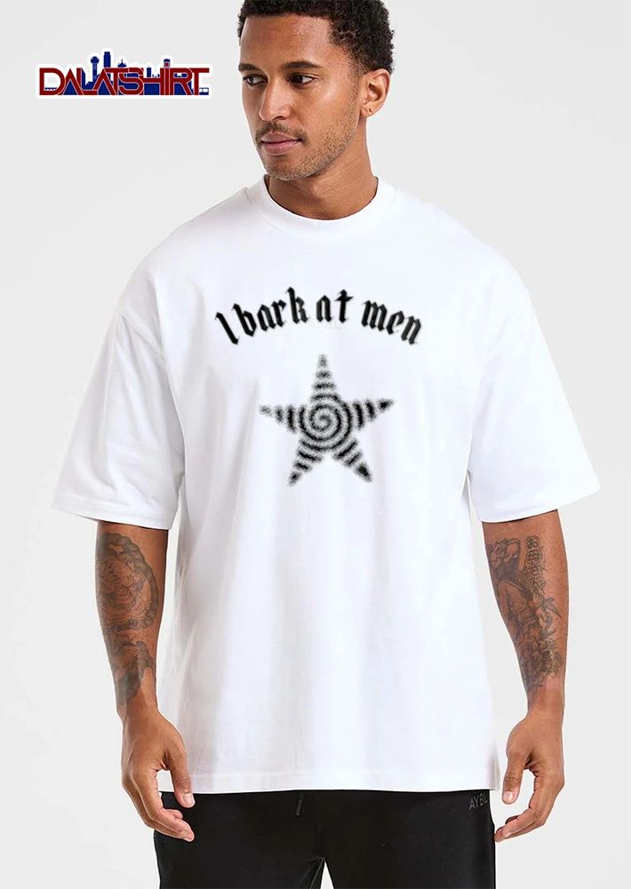 I Bark At Men star with spiral center halftone shirt