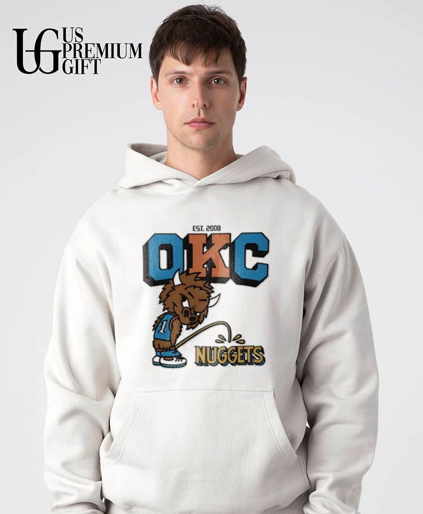 Rumble the Bison Oklahoma City Thunders peeing on Nuggets shirt