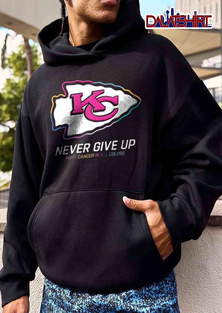 Kansas City Chiefs Never Give UP Fight Cancer IN ALL Colors logo colorful outline shirt