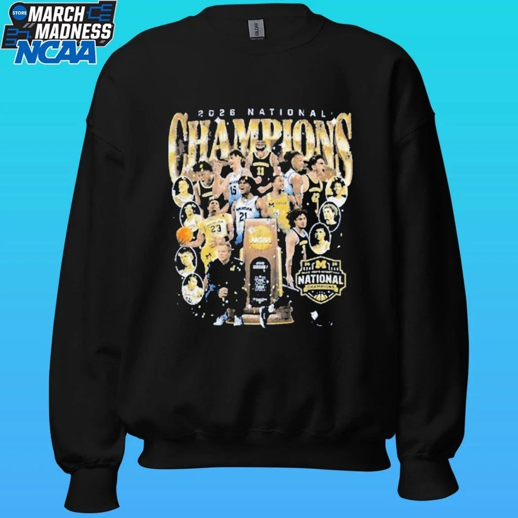 Michigan Wolverines Men’s Basketball Campus Ink 2026 National Championship Team Shirt