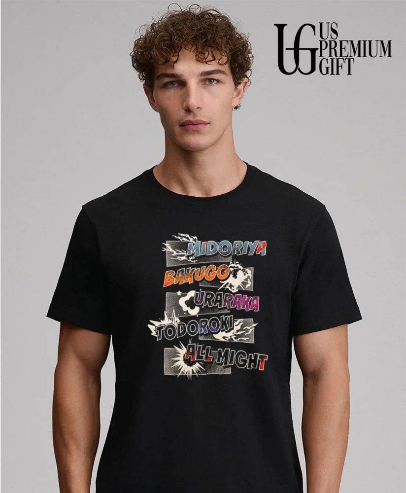 Midoriya Bakugo Uraraka Todoroki and All Might My Hero Academia Collage T-shirt
