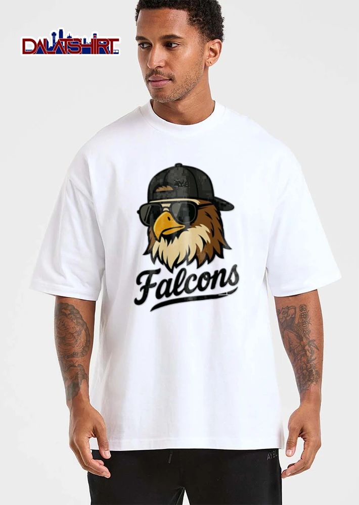 Atlanta Falcons eagle wearing sunglasses baseball cap shirt