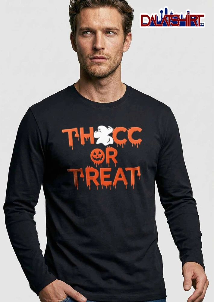 Thocc Or Treat ghost jack O lantern dripping font shirt
