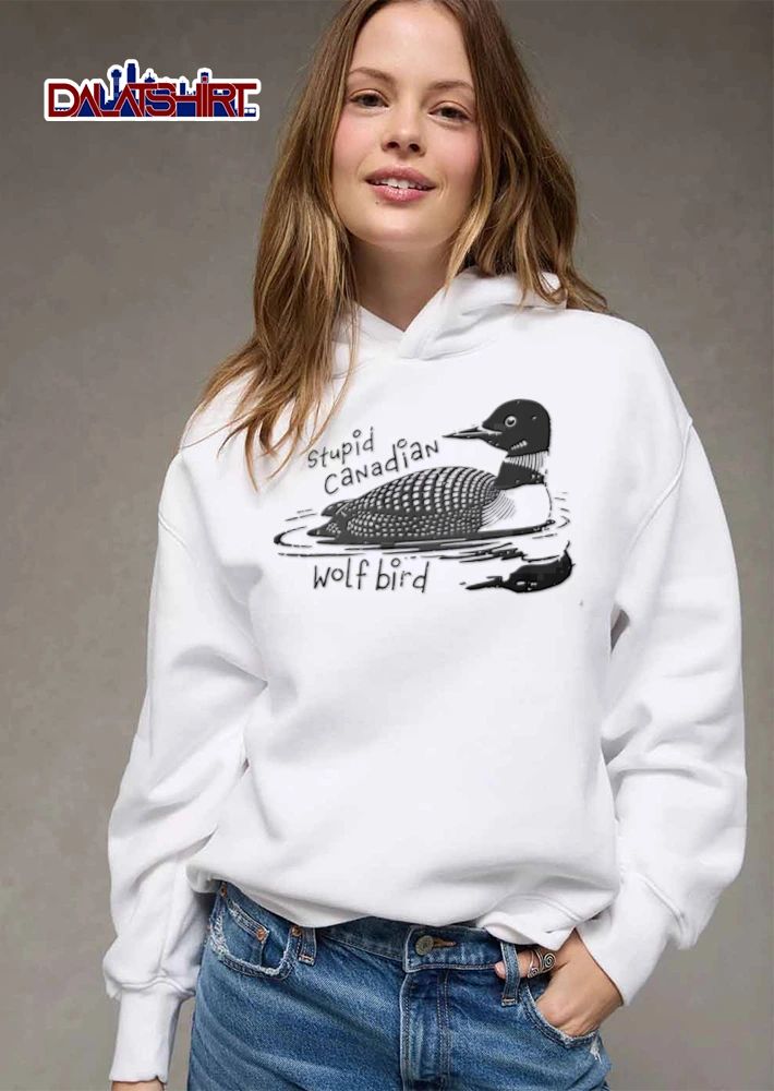 Stupid Canadian Wolf Bird black white loon swimming illustration shirt