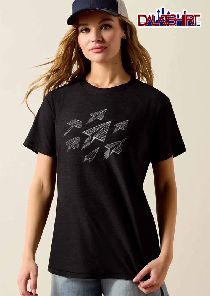 Paper airplanes circuit board pattern shirt