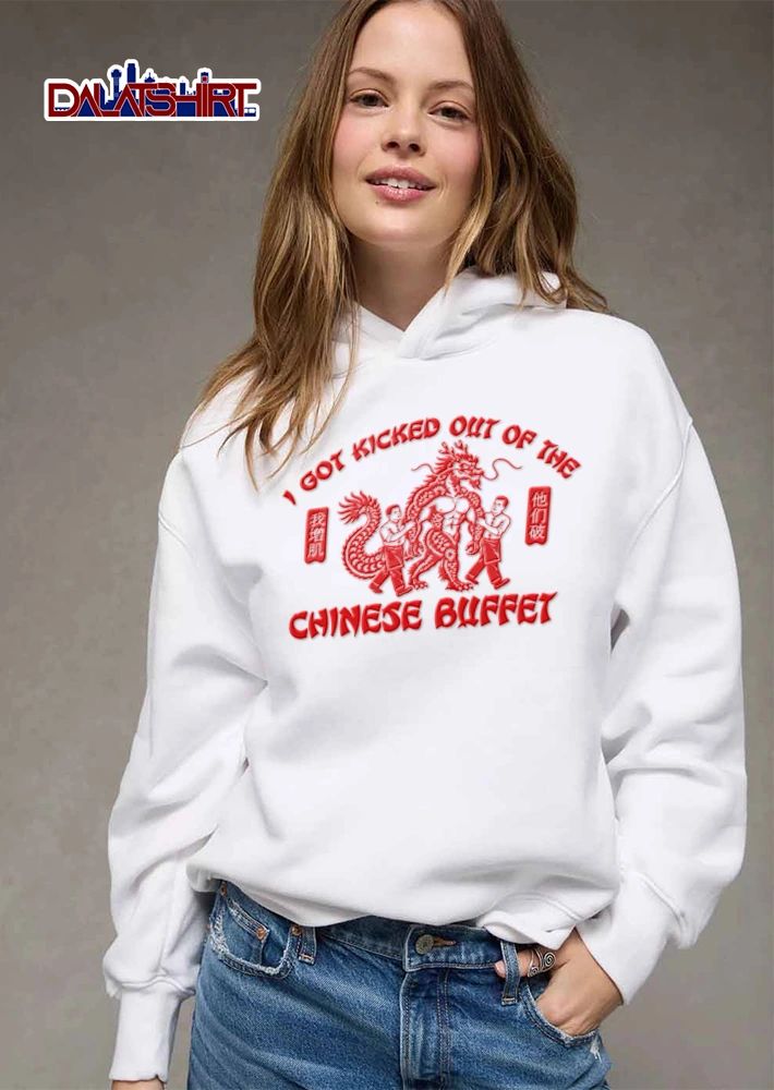 I Got Kicked Out Of The Chinese Buffet two men carrying muscular dragon shirt