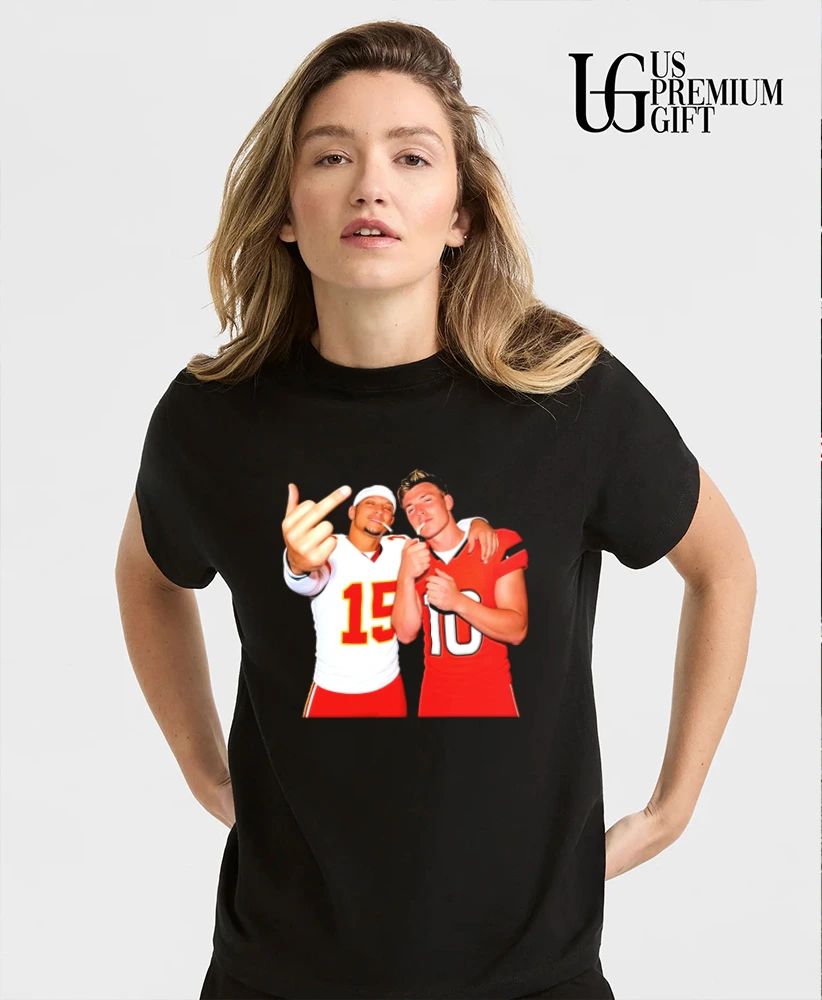 Bo Nix and Patrick Mahomes middle finger cigarettes shirt