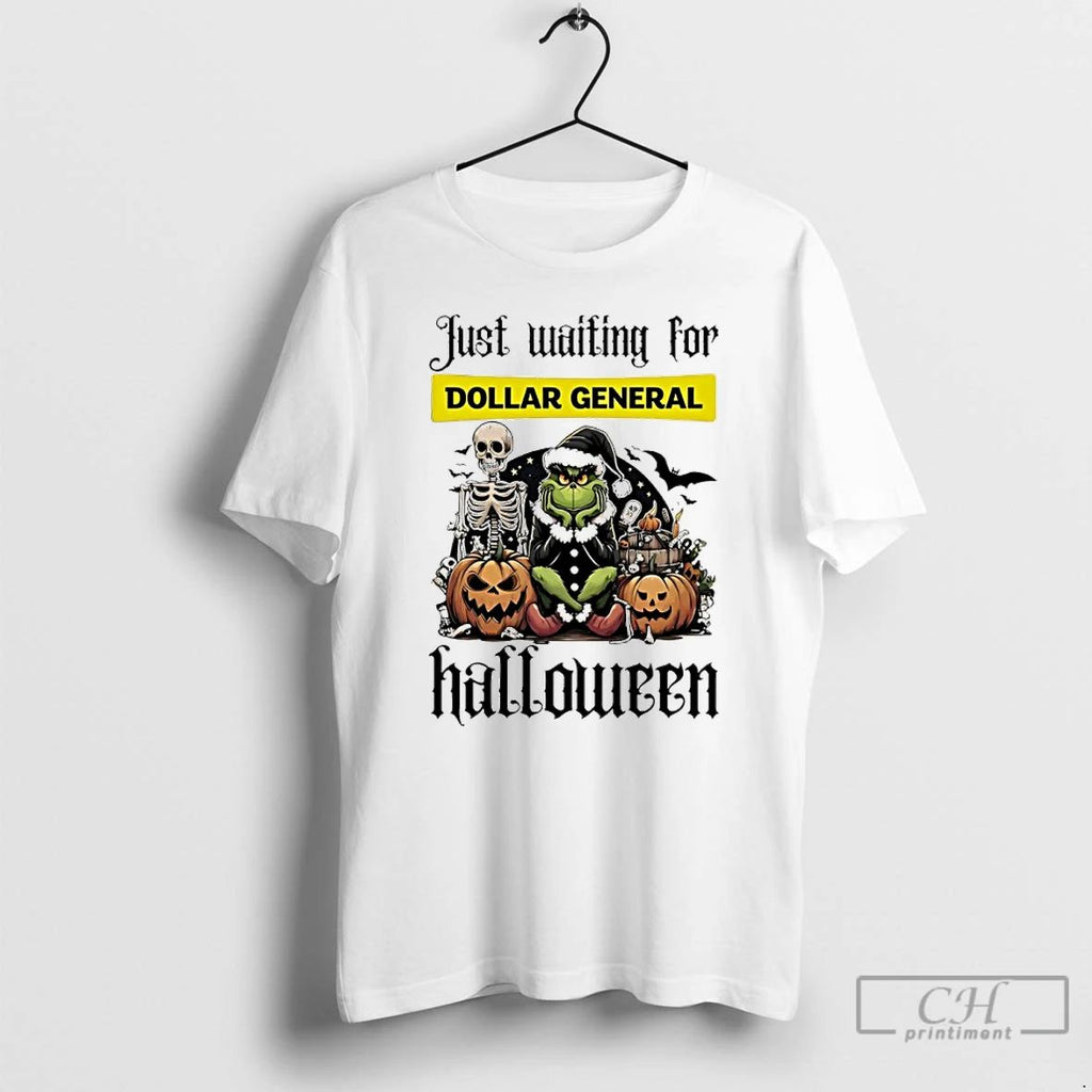 Classic Grinch Just Waiting For Dollar General Pumpkin Halloween 2025 T Shirts Hoodie Longsleeve