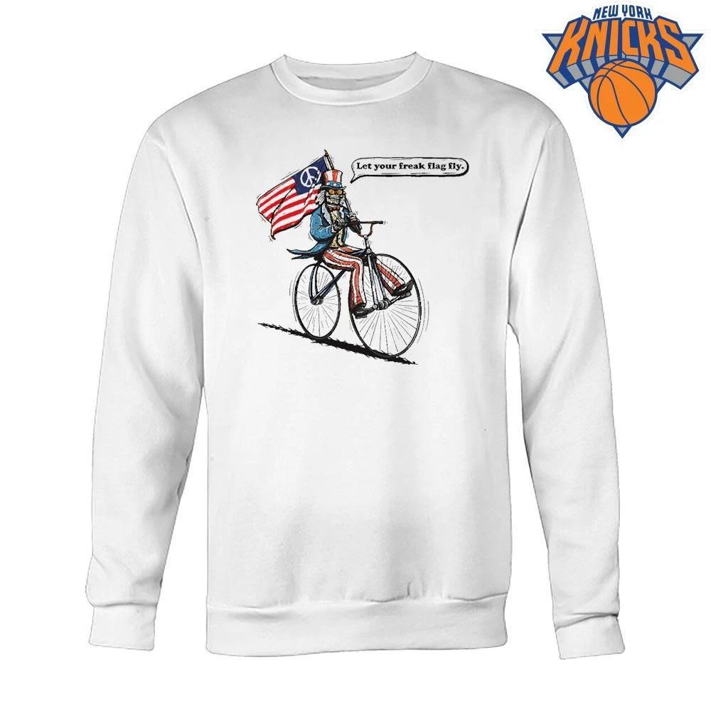 Uncle Sam Skeleton Let Your Freak Flag Fly Peace American Flag Bicycle shirt