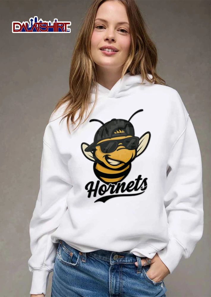 Charlotte Hornets cartoon bee wearing sunglasses cap shirt