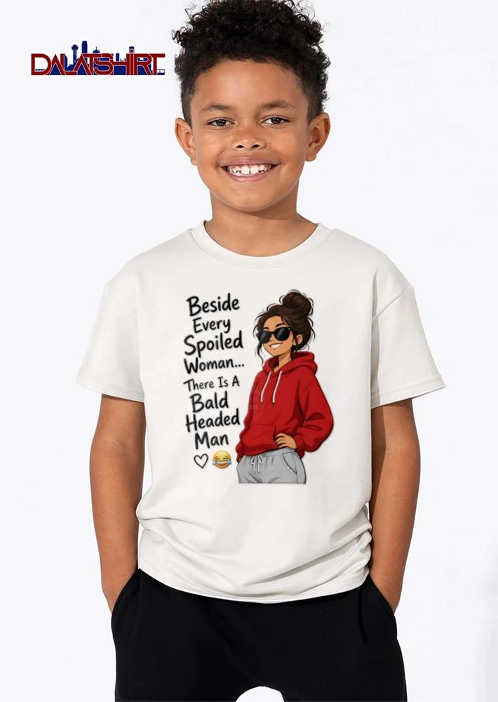 Beside Every Spoiled Woman There Is A Bald Headed Man wearing red hoodie sunglasses shirt