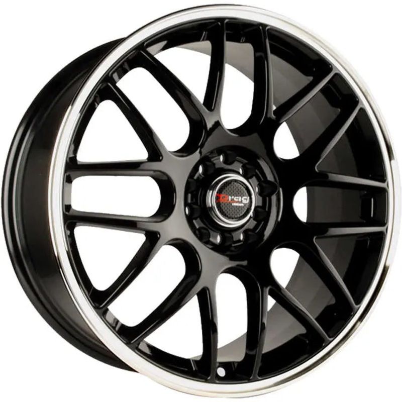 Drag Wheels DR34 Gloss Black w/ Machined Lip 17×7.5 | 4×100/4×114.3 (DR341775044273GB)