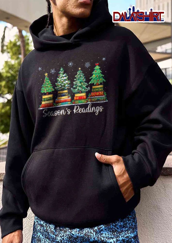 Seasons Readings four Christmas trees on books shirt